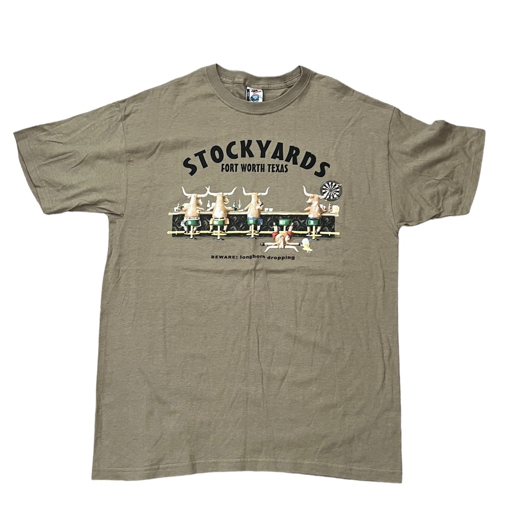 Stockyards Fort Worth TX Men’s Destination Funny Graphic Tee Size L